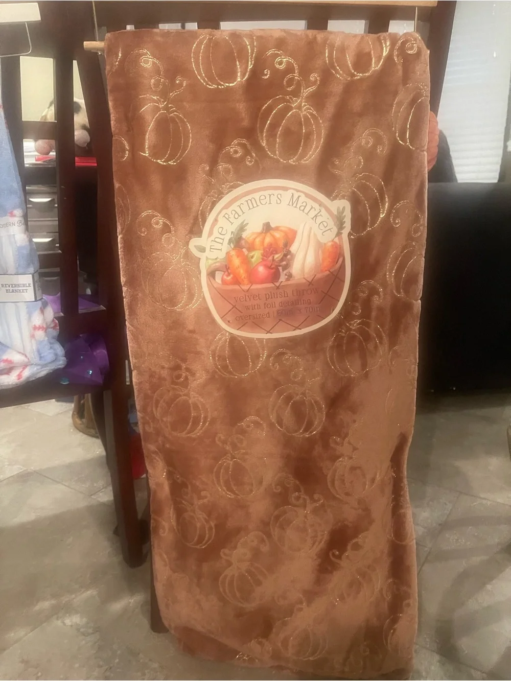 Velvet Plush Throw Blanket - Brown